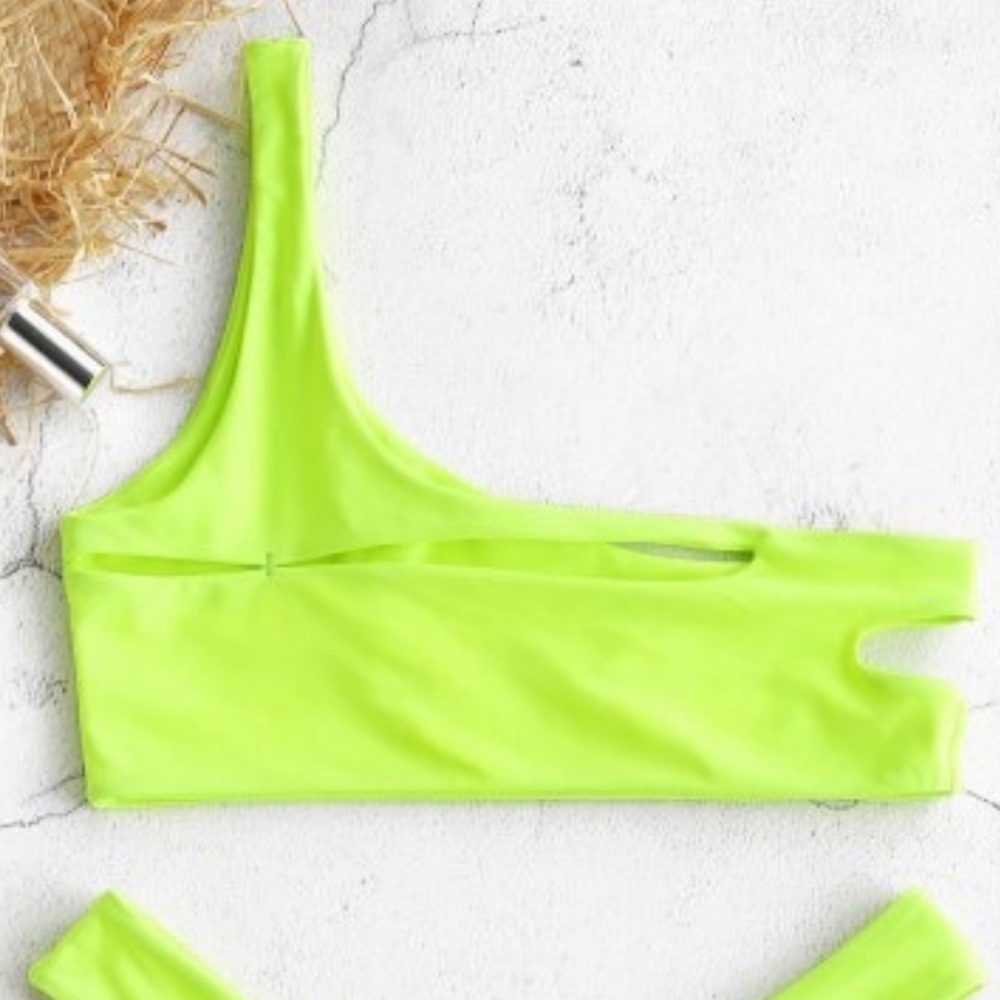 Zaful Neon One Shoulder Bikini Top
